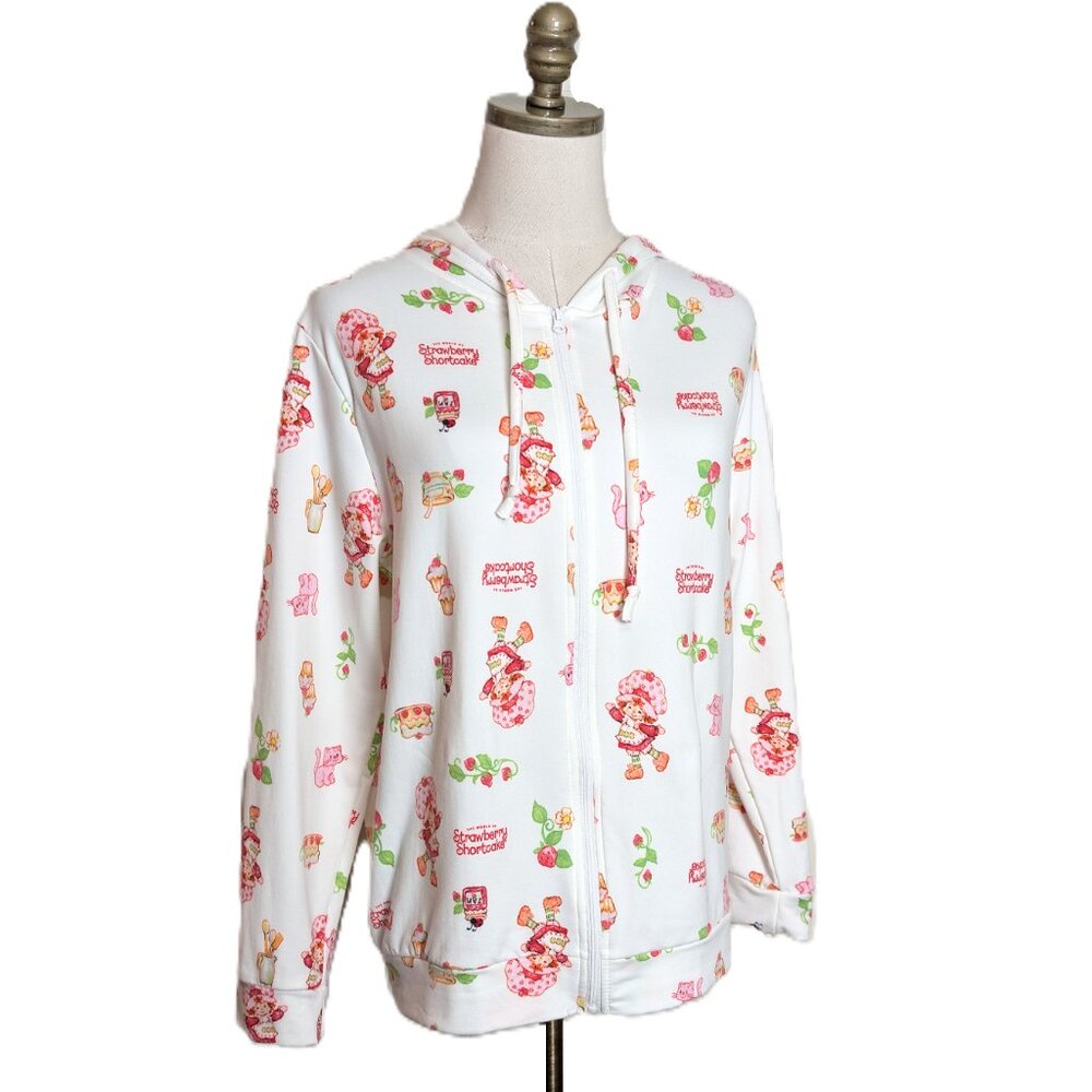 NWT The World of Strawberry Shortcake Full Zip Hoodie Size L Ivory - Picture 2 of 6